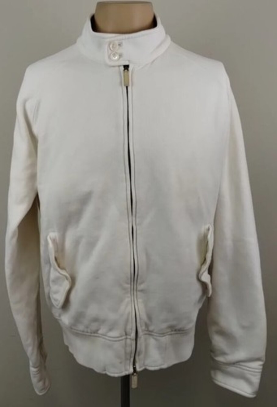 Ralph Lauren Purple Label Womens White Full Zip Up Sweater Size Large